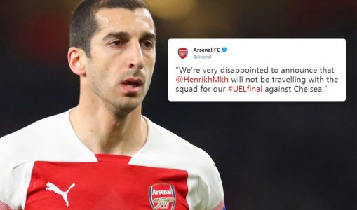 Arsenal’s  Mkhitaryan Will Not Play In Europa League Final